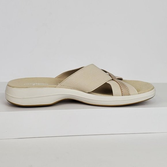 Easy Spirit Squint Beige Tan Fabric Leather Upper Slip On Sandal Size 6 1/2M - Picture 5 of 14